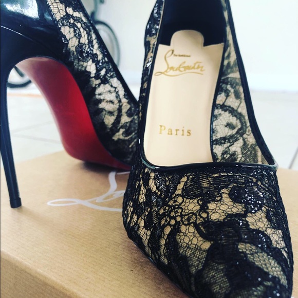 Never been worn Louboutin black lace stilettos. - Picture 2 of 4